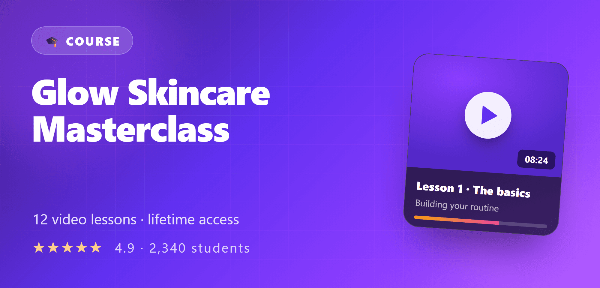 Glow Skincare Masterclass — the course auto-delivered in the buyer's DM