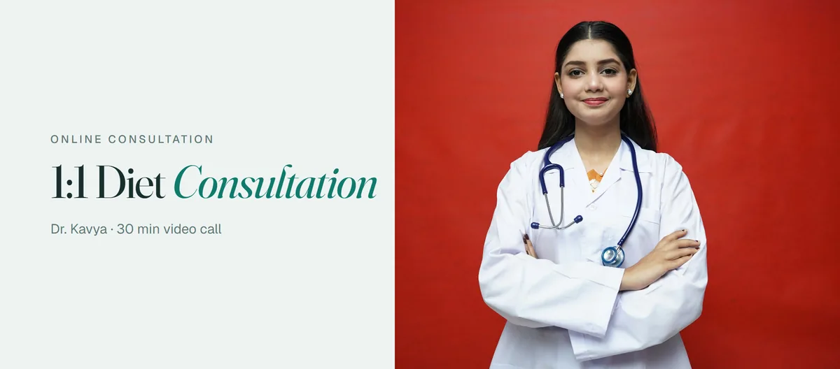 Dr. Kavya's 1:1 diet consultation, booked straight from the DM