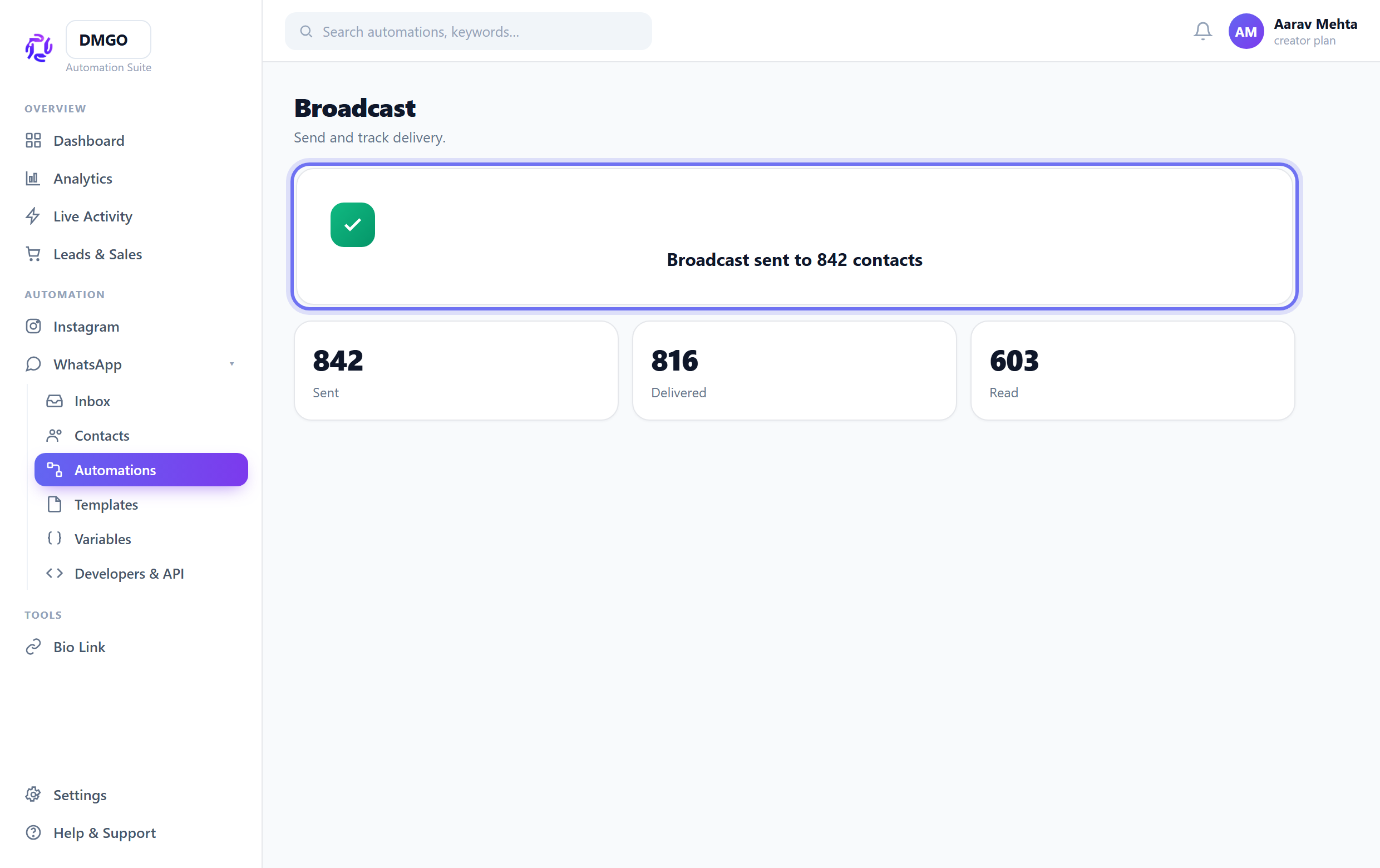 Send and track delivery