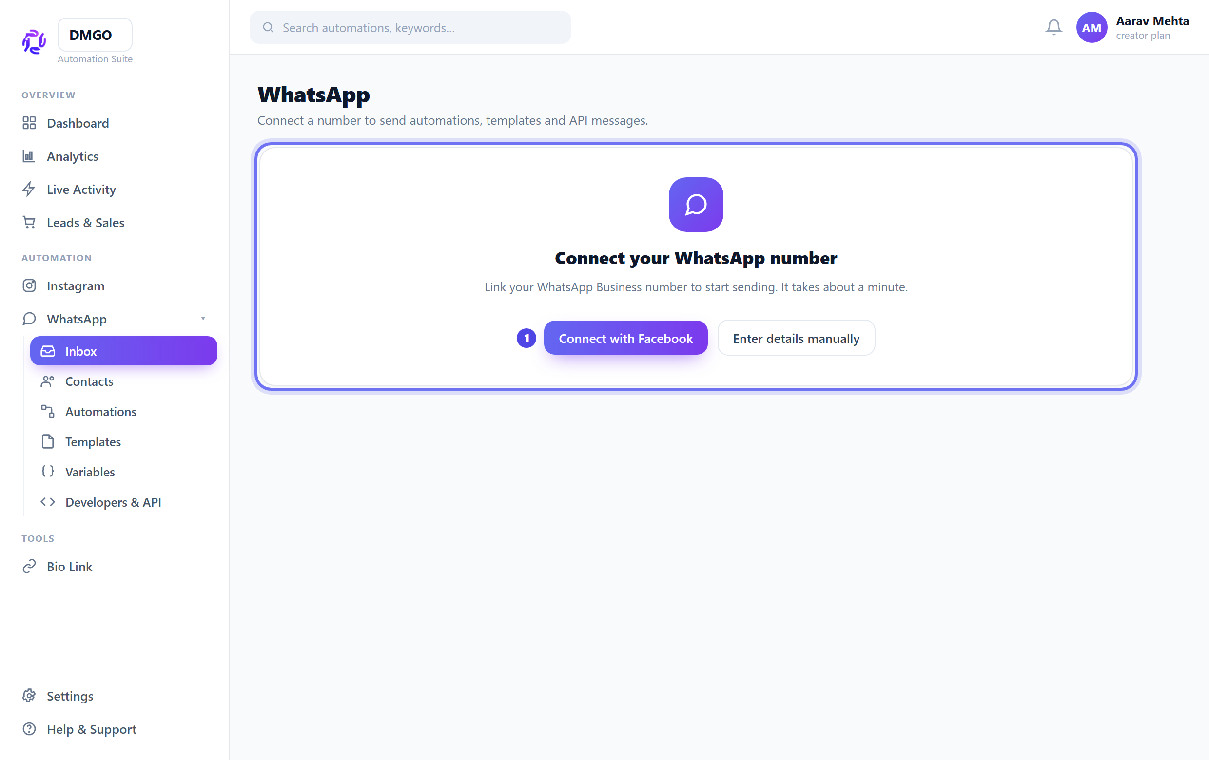 Open WhatsApp → Connect